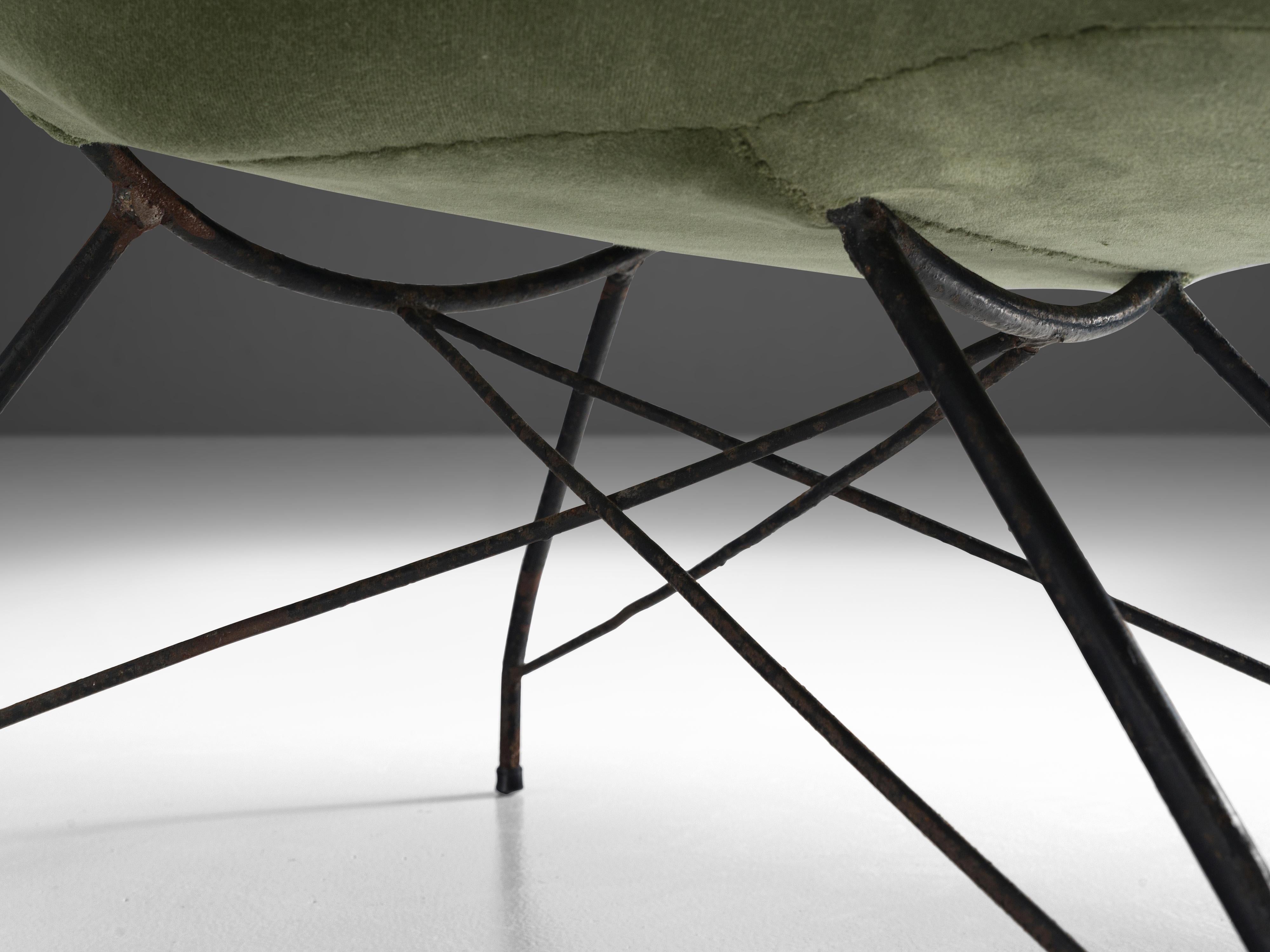 Brazilian Martin Eisler & Carlo Hauner Lounge Chair in Green Velvet
