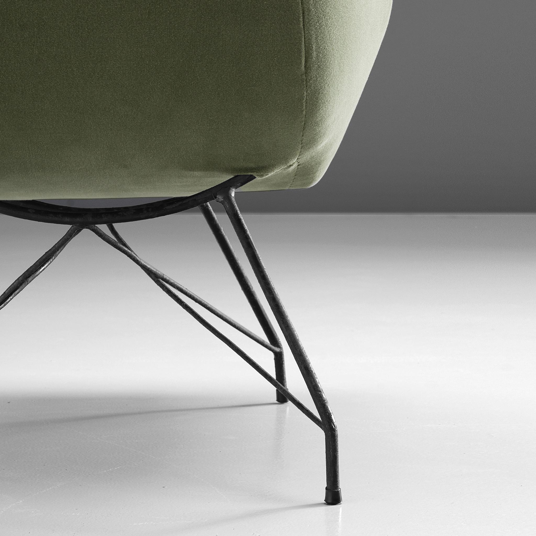 Steel Martin Eisler & Carlo Hauner Green Velvet Lounge Chair