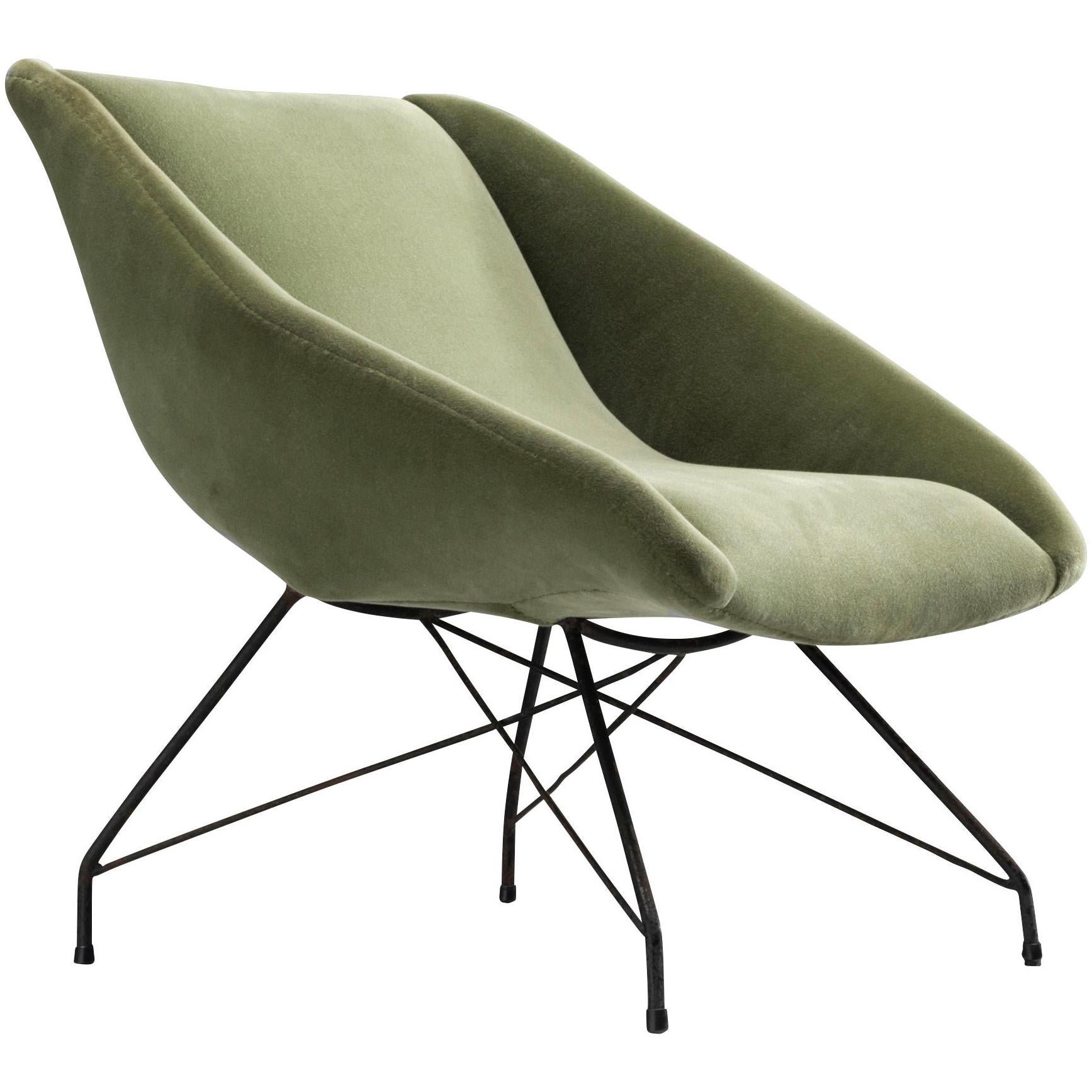 Martin Eisler & Carlo Hauner Green Velvet Lounge Chair
