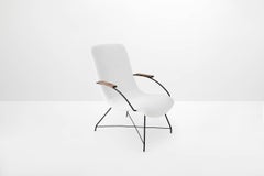 Martin Eisler & Carlo Hauner Midcentury Brazilian Armchairs White Fabric Metal