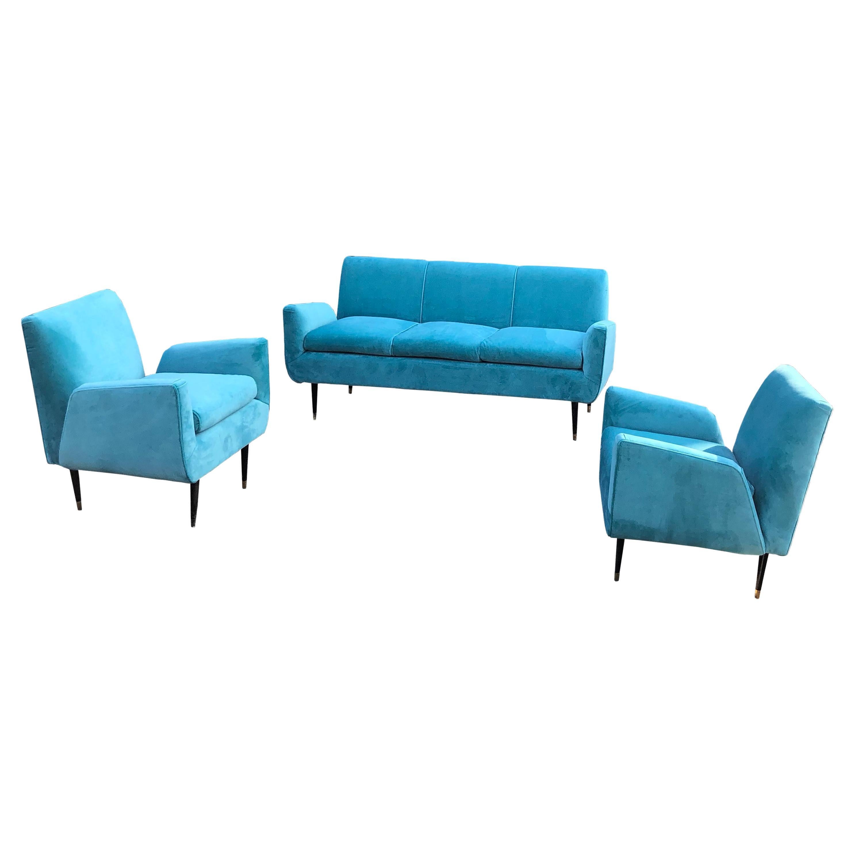 Martin Eisler & Carlo Hauner  Modern Sofa & Armchairs Lounge Set, 1950s For Sale