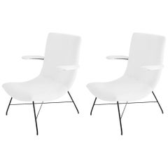 Martin Eisler & Carlo Hauner Pair of Midcentury Brazilian White Lounge Chairs