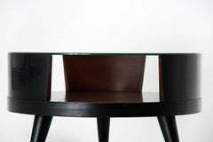 Martin Eisler & Carlo Hauner Round Brazilian Wood and Glass Coffee Table