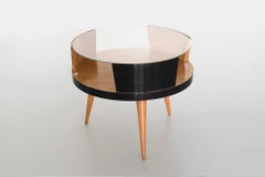 Martin Eisler & Carlo Hauner Round Brazilian Wood and Glass Coffee Table