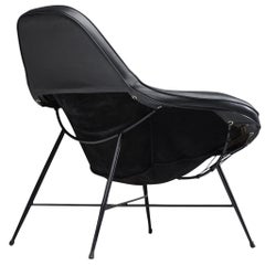Martin Eisler Lounge Chair in Black Leather