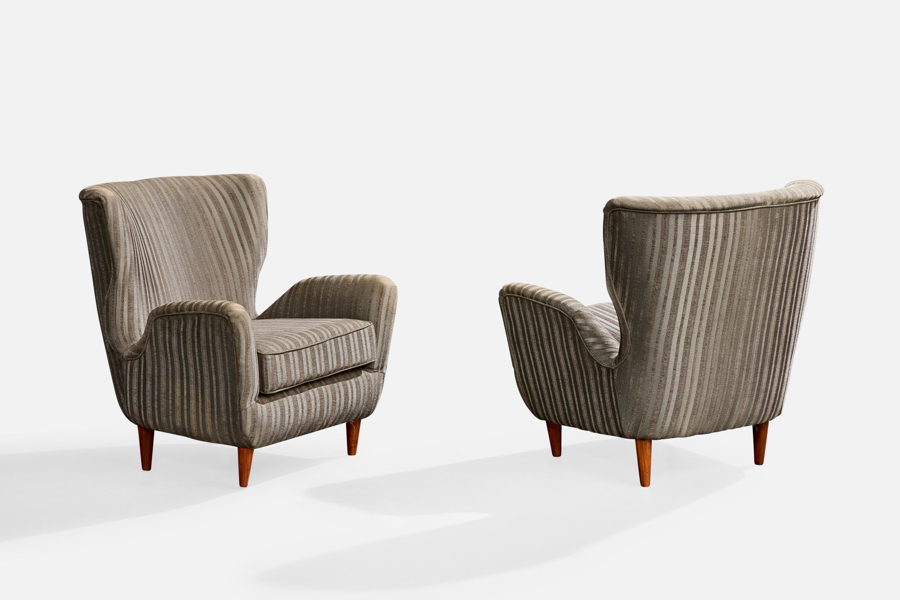 Martin Eisler, Lounge Chairs, Stoff, Holz, Brasilien, 1950er Jahre (Moderne der Mitte des Jahrhunderts) im Angebot