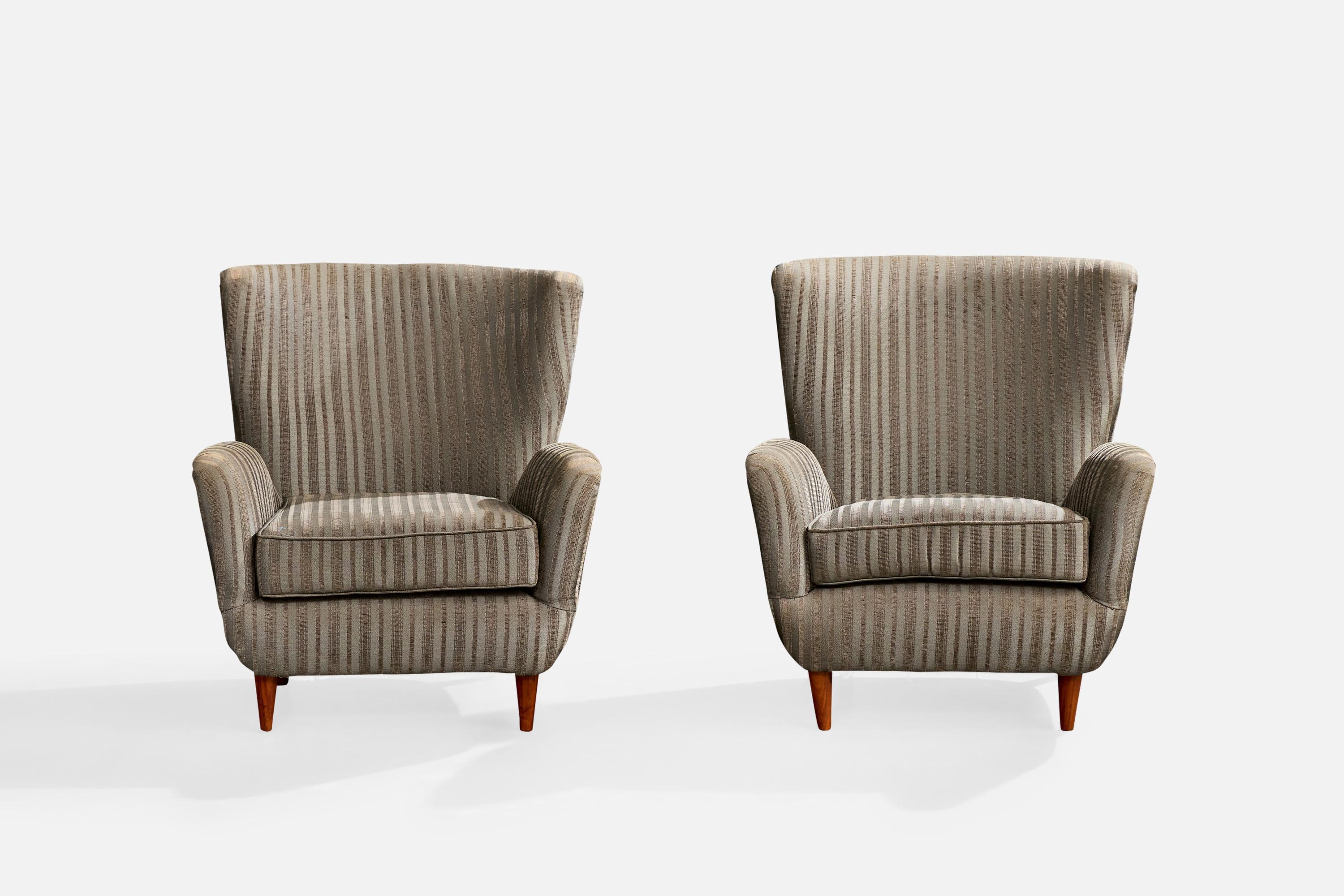 Martin Eisler, Lounge Chairs, Stoff, Holz, Brasilien, 1950er Jahre (Brasilianisch) im Angebot