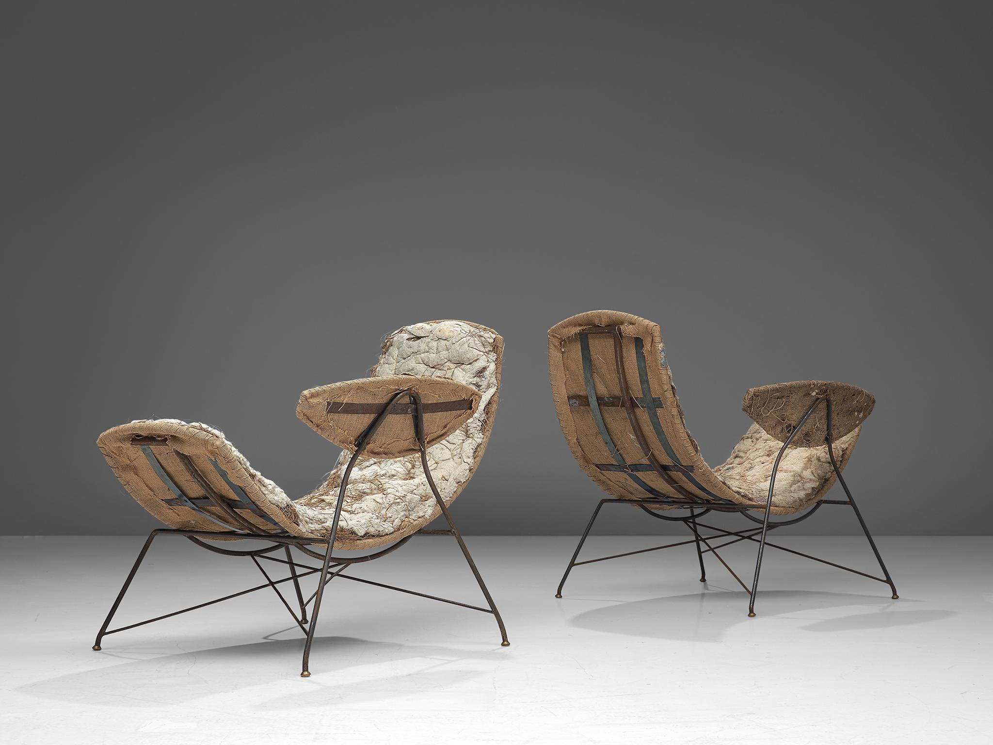 Brazilian Martin Eisler Pair of Rare Early Edition Reversible Chairs in Original Condition