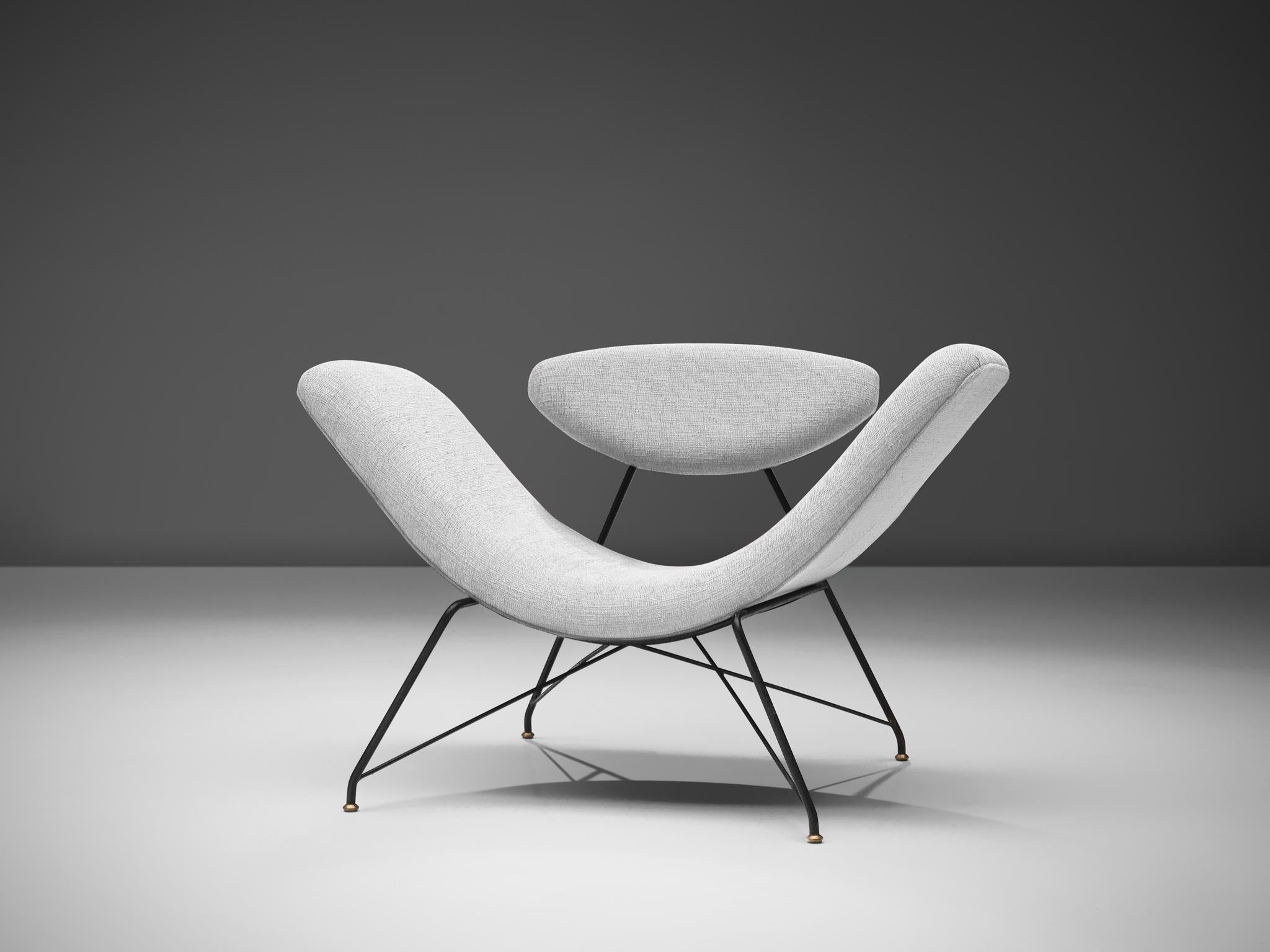 Brazilian Martin Eisler Reversible Chair Customizable in Off-White Fabric