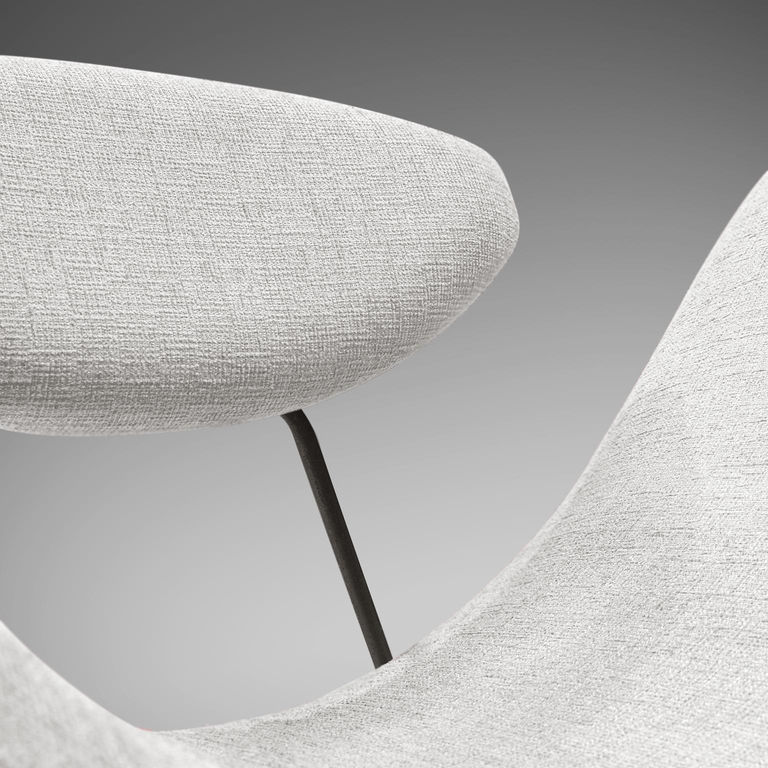 Brass Martin Eisler Reversible Chair Customizable in Off-White Fabric
