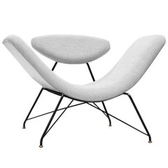 Martin Eisler Reversible Chair Customizable in Off-White Fabric
