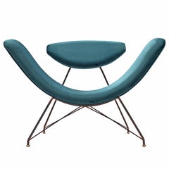 Martin Eisler Reversible Chair in Blue Upholstery