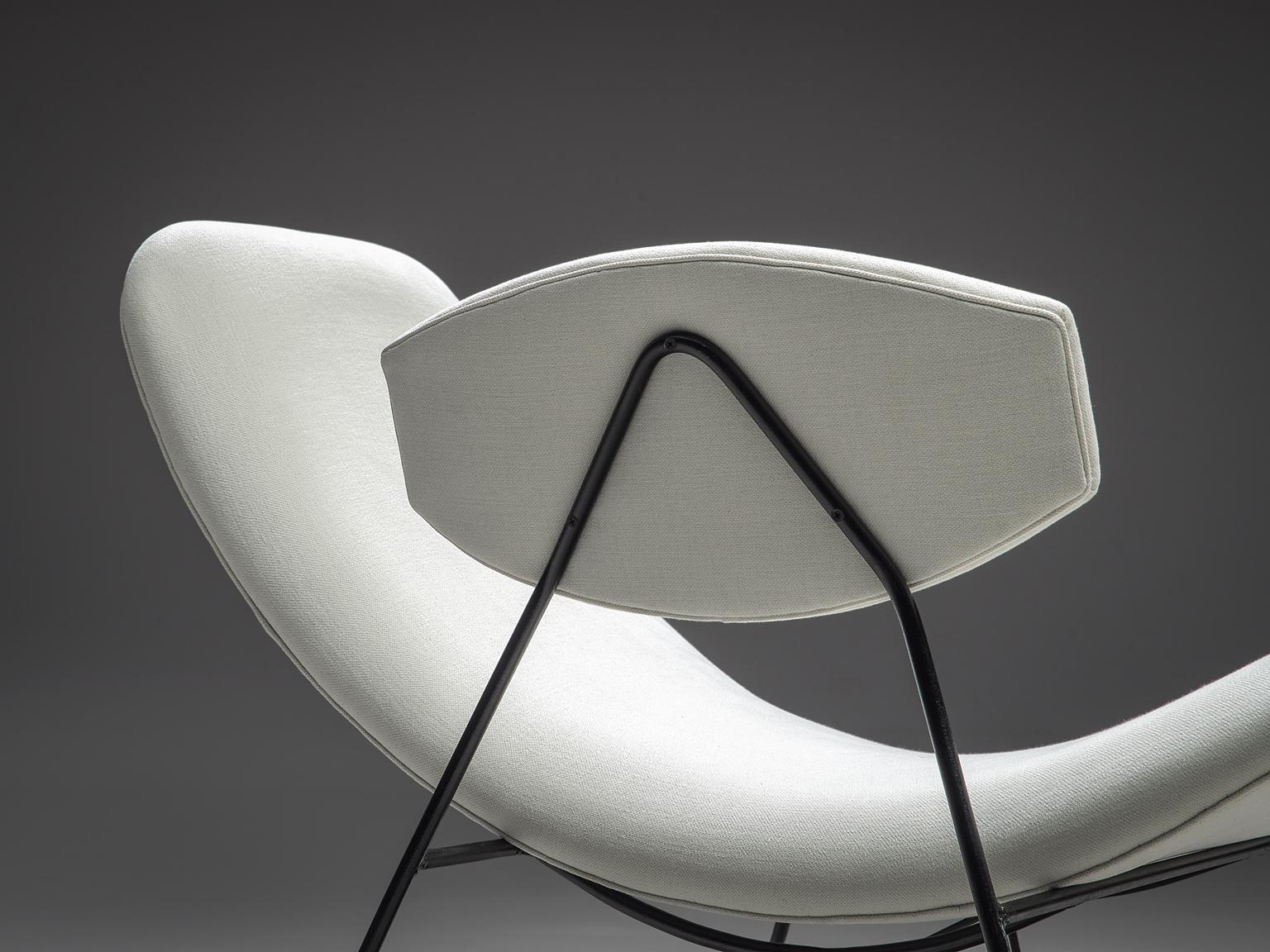Brazilian Martin Eisler Reversible Chair Reupholstered in White Linen