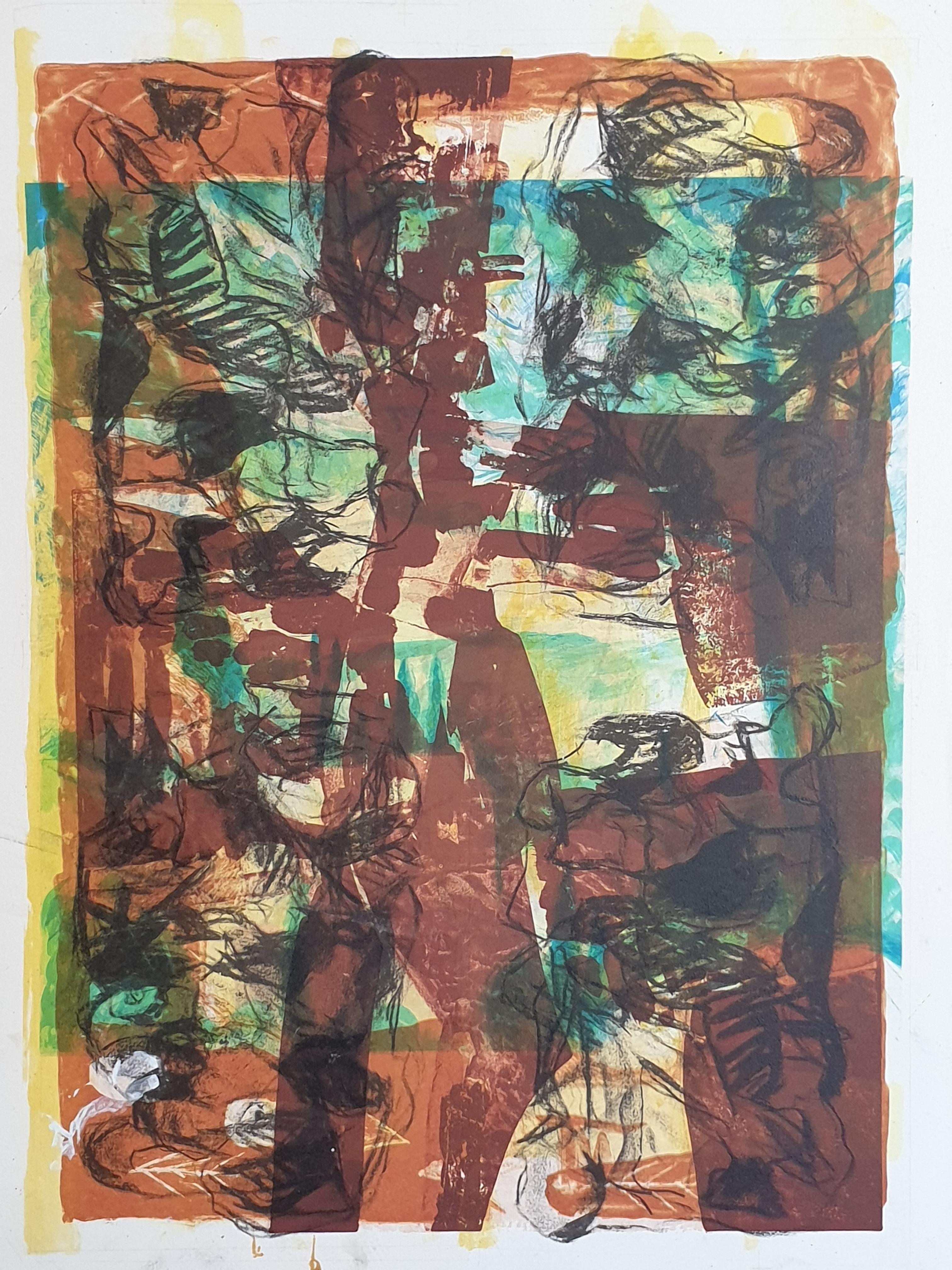 Double Sided Abstract Expressionist Monotypes on Handmade Paper. - Print by Martin Engelman
