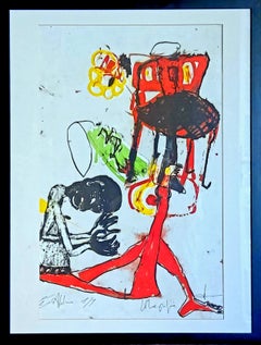 Hommage to Basquiat. Dutch Abstract Expressionist Monotype.