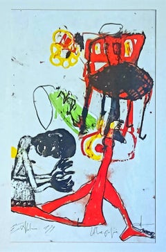 Hommage to Basquiat. Dutch Abstract Expressionist Monotype.