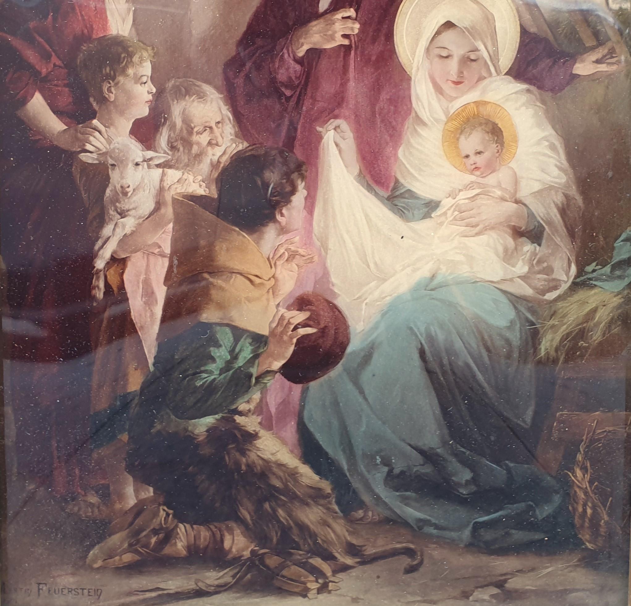 Martin FEUSERSTEIN (after) - Adoration of the sheperds - Academic Painting by Martin FEUERSTEIN