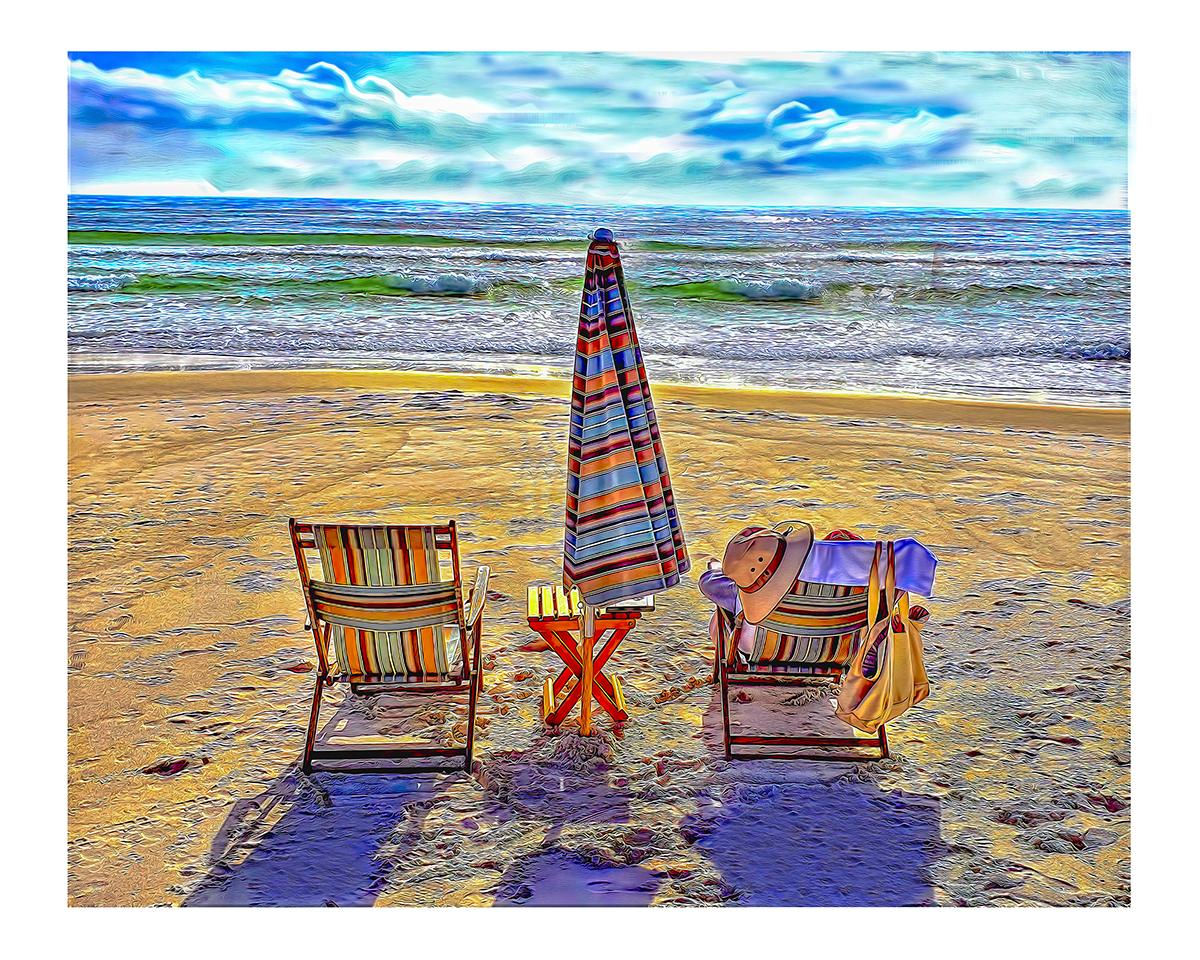 Beach Chairs And Umbrella