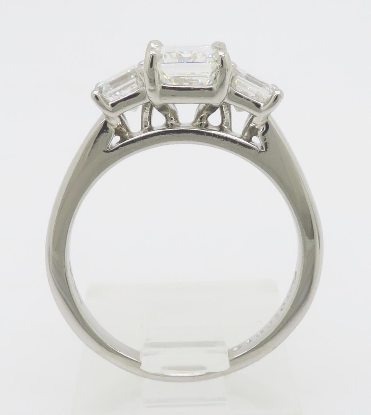 Martin Flyer GIA Certified 2.21CTW Three Stone Diamond Ring in Platinum For Sale 9