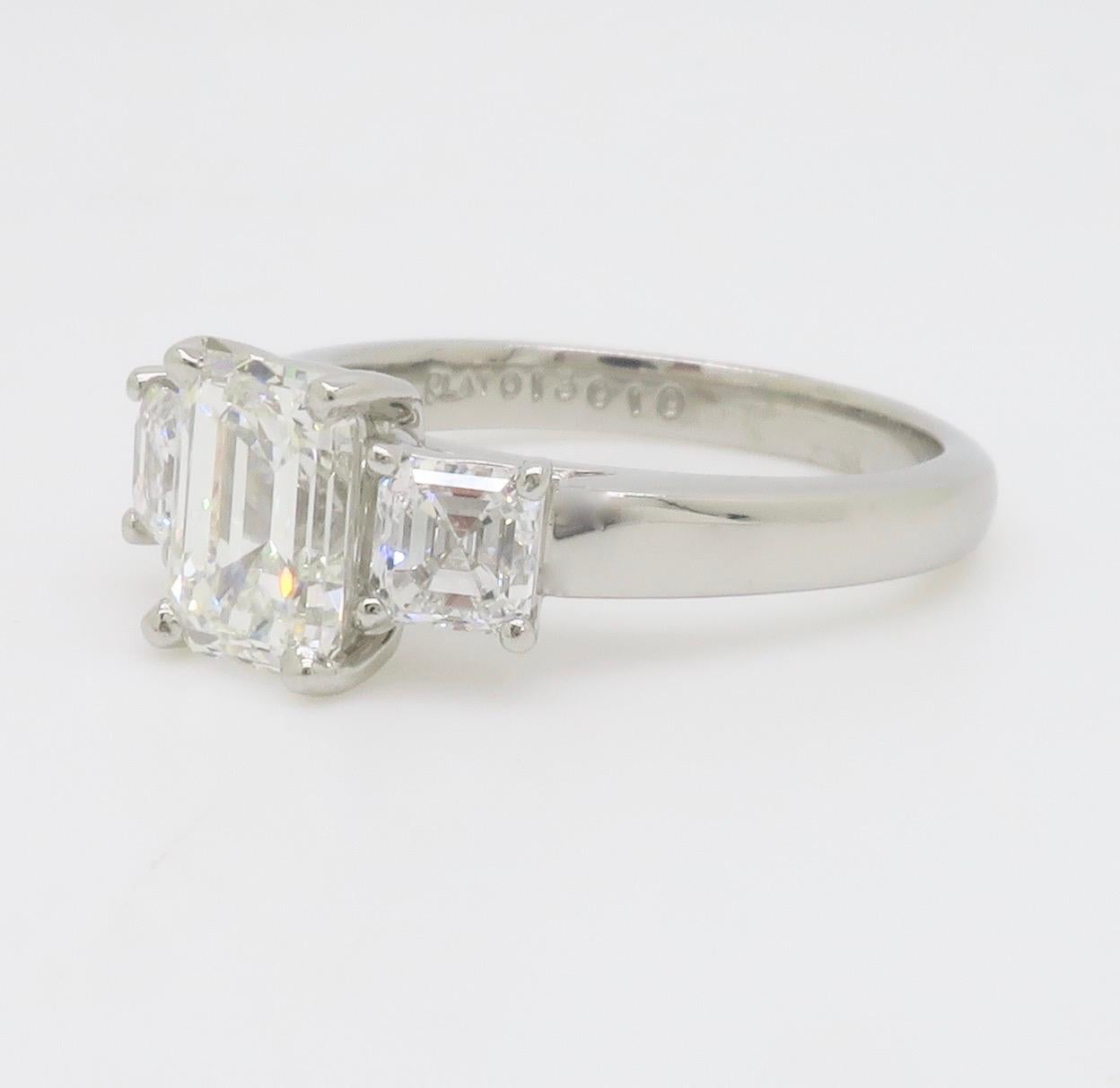 Martin Flyer GIA Certified 2.21CTW Three Stone Diamond Ring in Platinum For Sale 13