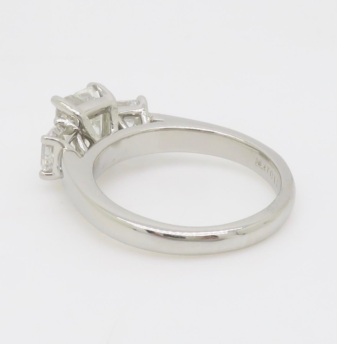 Martin Flyer GIA Certified 2.21CTW Three Stone Diamond Ring in Platinum For Sale 14