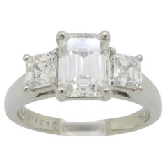 Martin Flyer GIA Certified 2.21CTW Three Stone Diamond Ring in Platinum