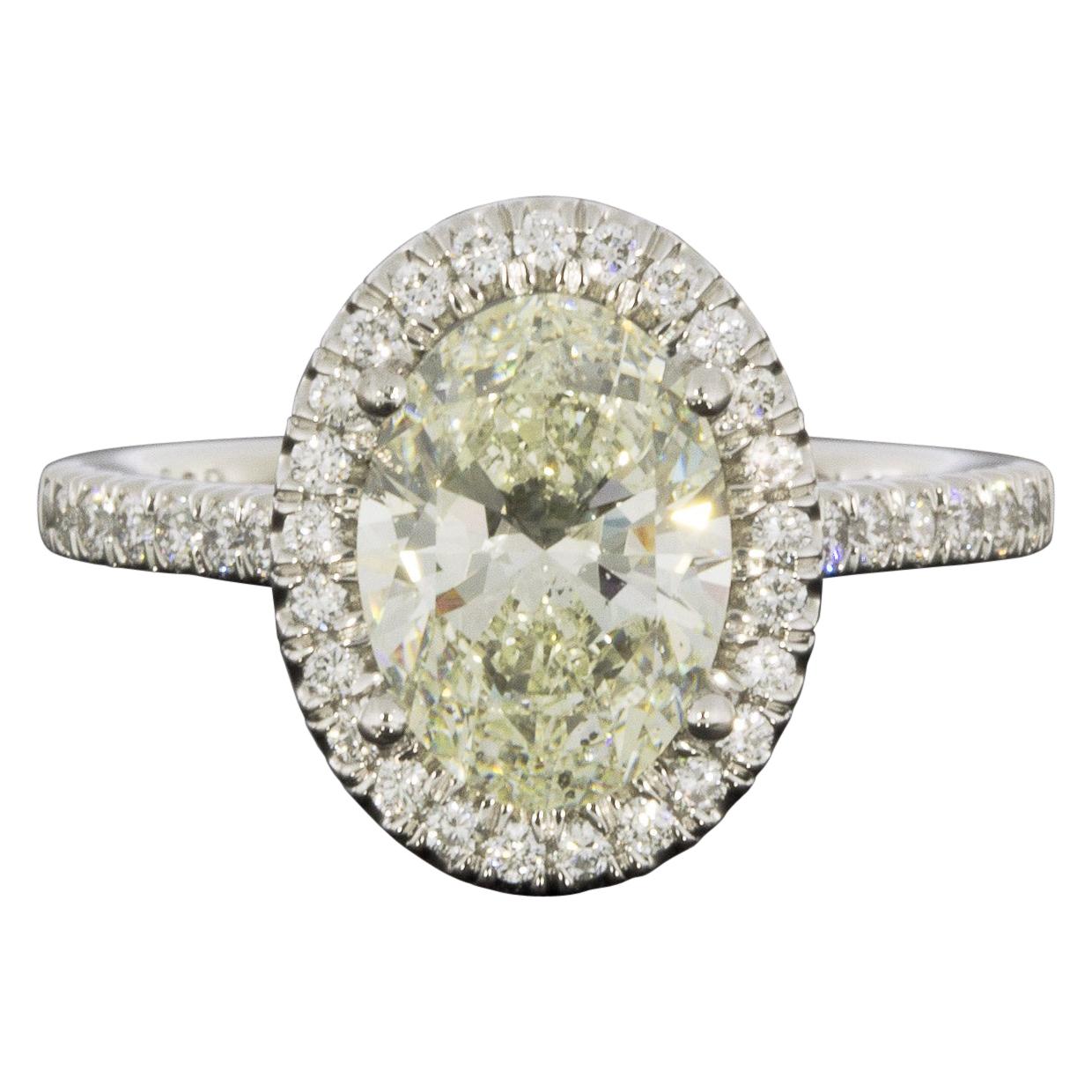 Martin Flyer Platinum 2.50 Carat Oval Diamond Halo Engagement Ring