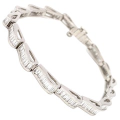 Martin Flyer Platinum Baguette Diamond Wave Tennis Bracelet