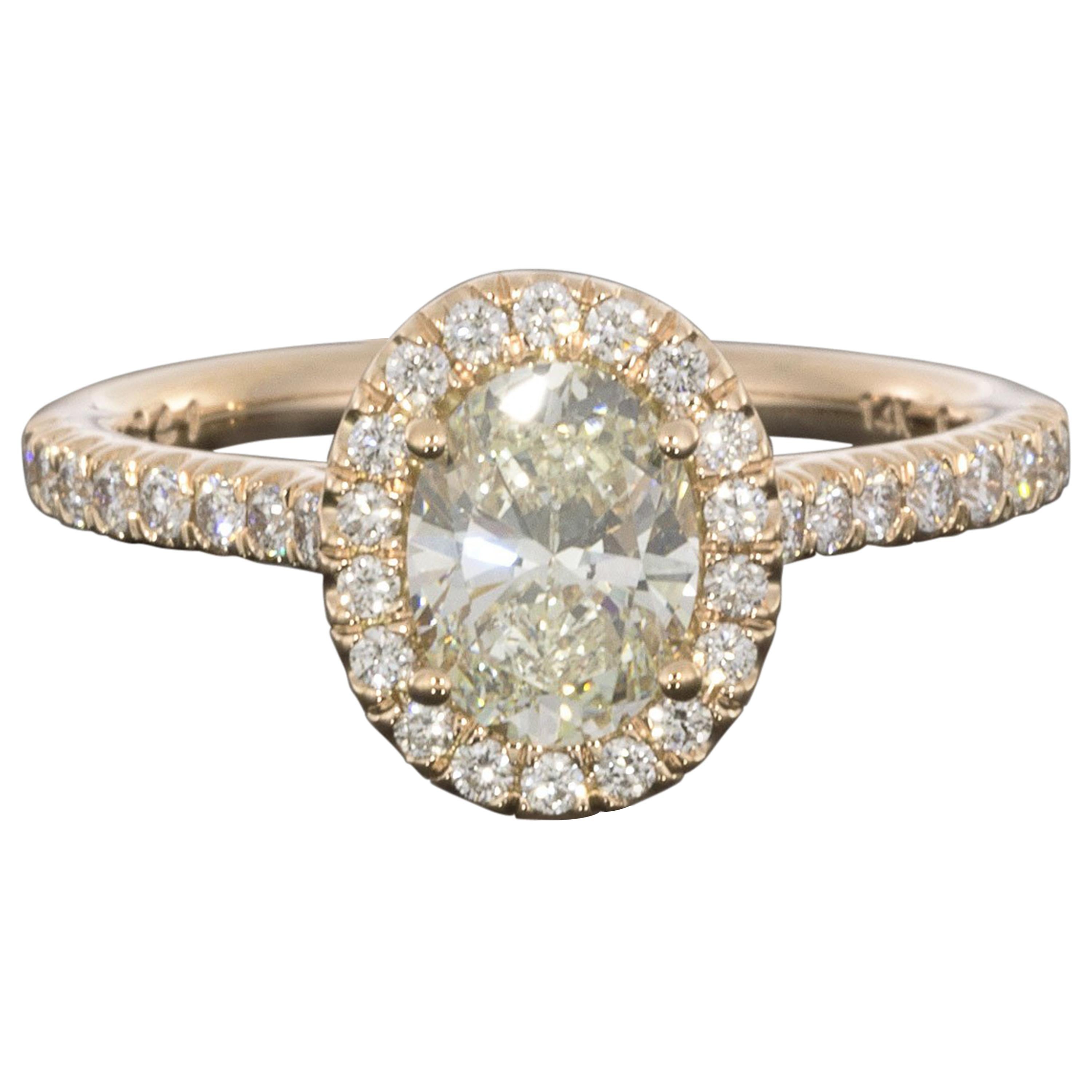 Martin Flyer Rose Gold 1.45 Carat Oval Diamond Halo Engagement Ring