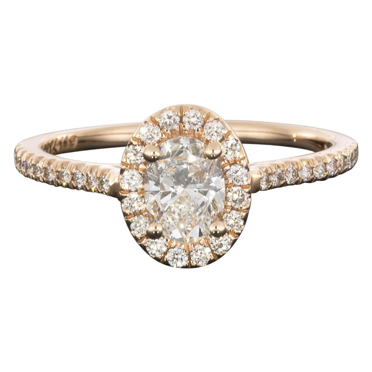 Martin Flyer Rose Gold GIA Certified Oval Diamond Halo Engagement Ring