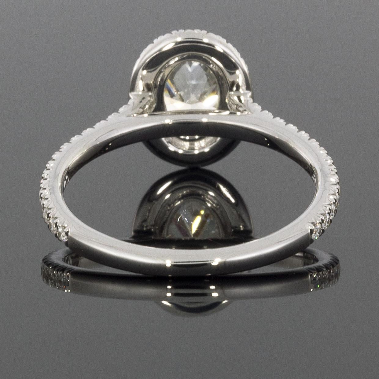 Oval Cut Martin Flyer White Gold 1.31 Carat GIA Certified Oval Diamond Halo Ring
