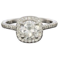 Martin Flyer White Gold 1.32 Carat Round Diamond Halo Engagement Ring