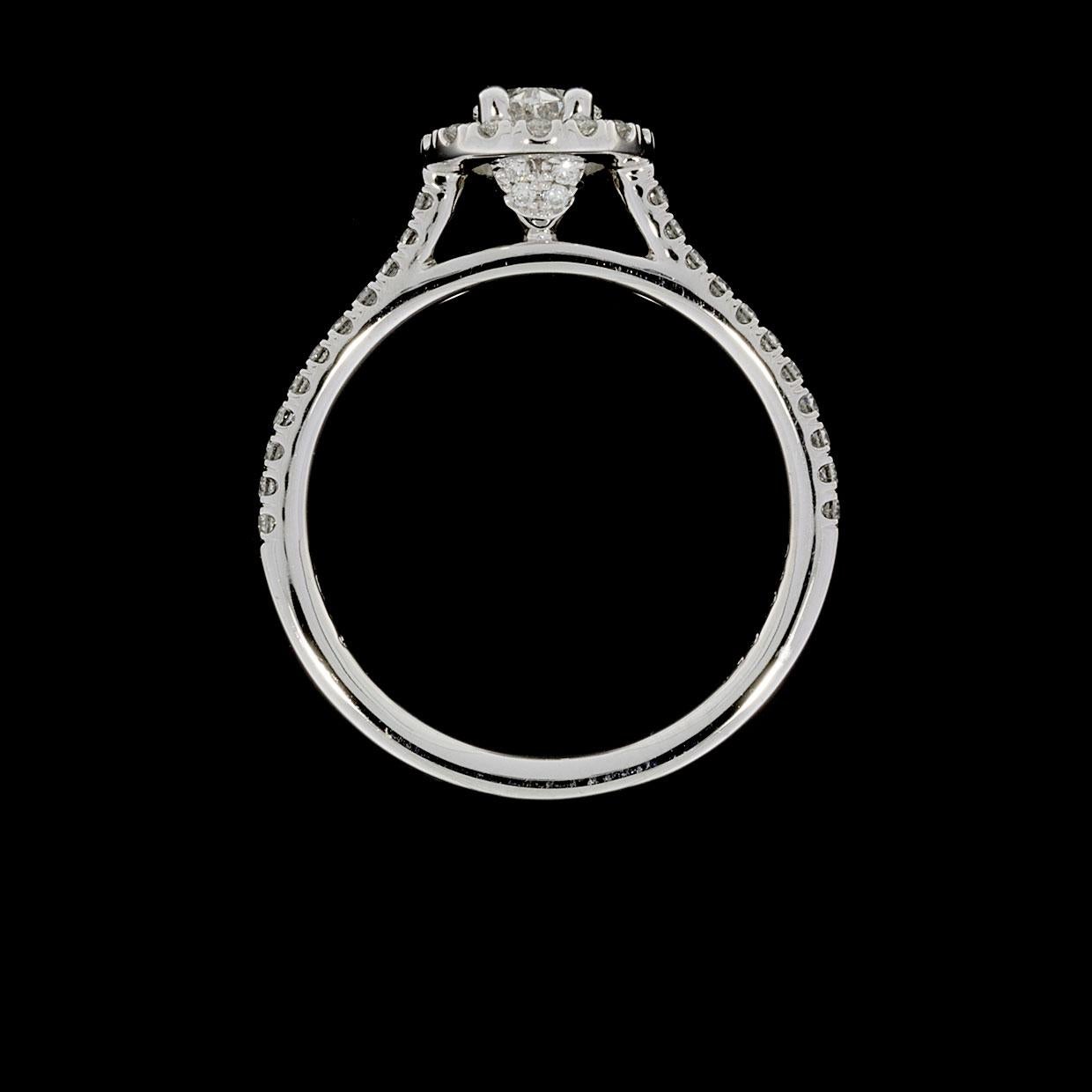 Martin Flyer White Gold GIA Certified Oval Diamond Halo Engagement Ring In New Condition In Columbia, MO