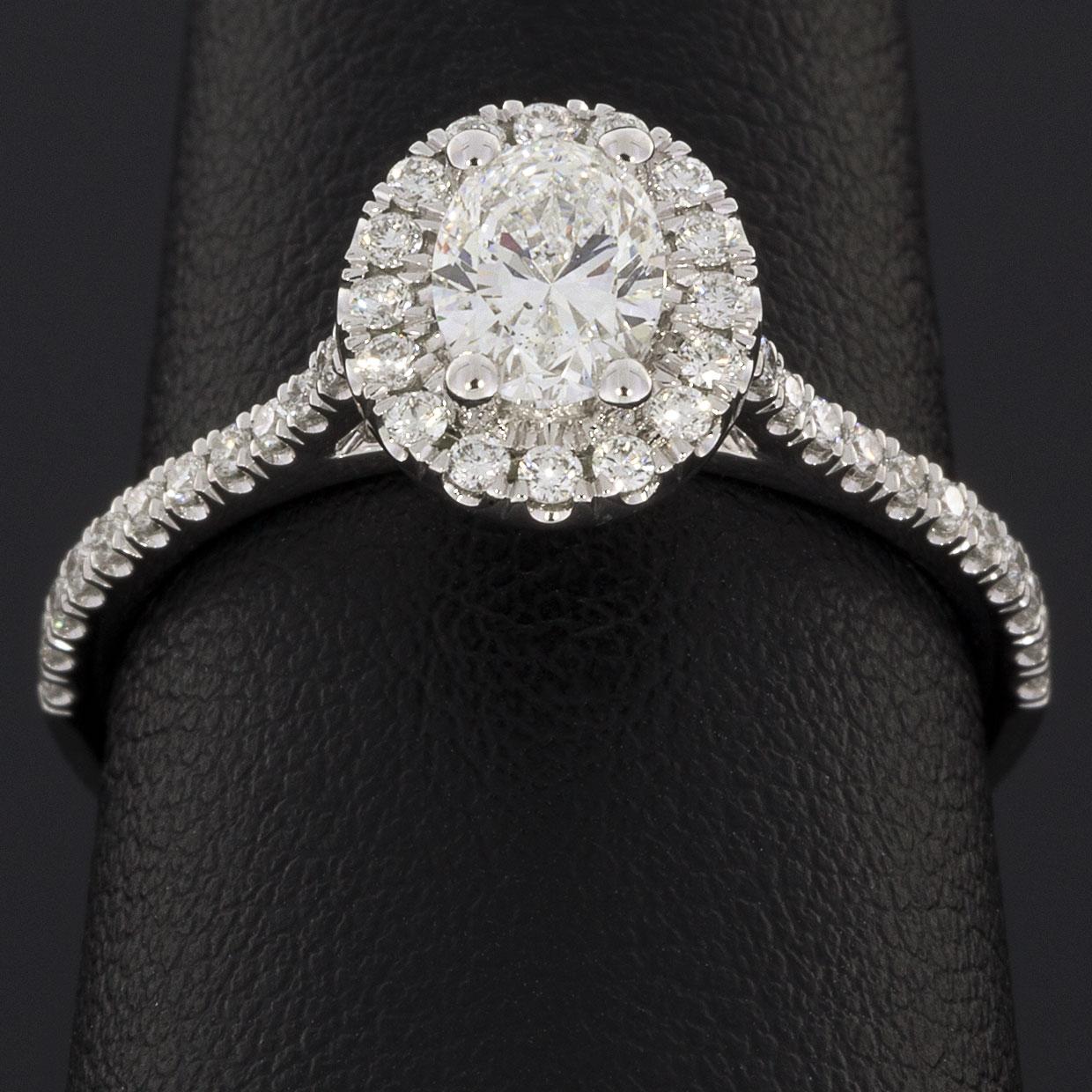 Women's Martin Flyer White Gold GIA Certified Oval Diamond Halo Engagement Ring