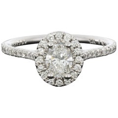 Martin Flyer White Gold GIA Certified Oval Diamond Halo Engagement Ring