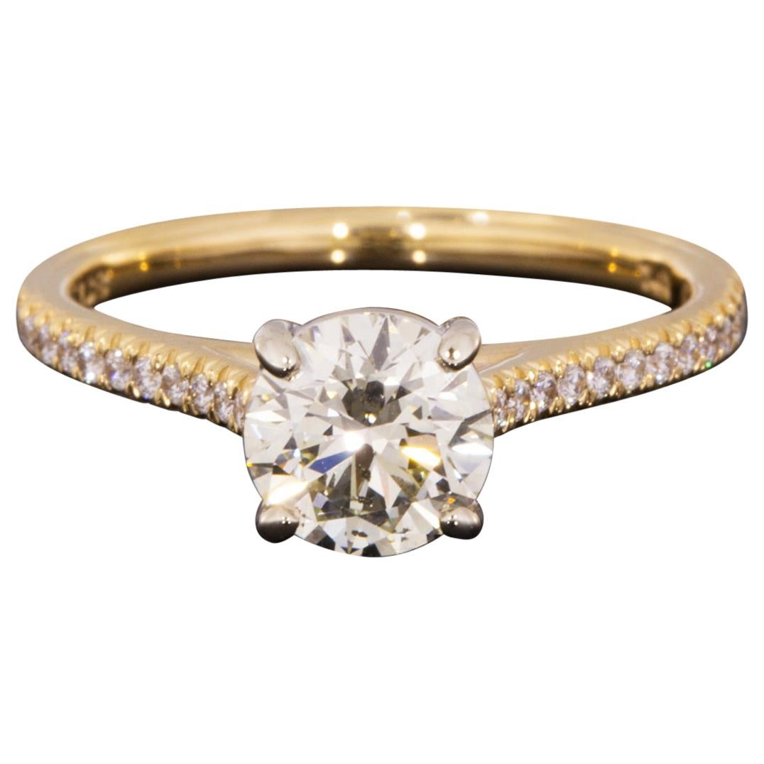 Martin Flyer Yellow Gold GIA Certified 1.21 Carat Round Diamond Engagement Ring