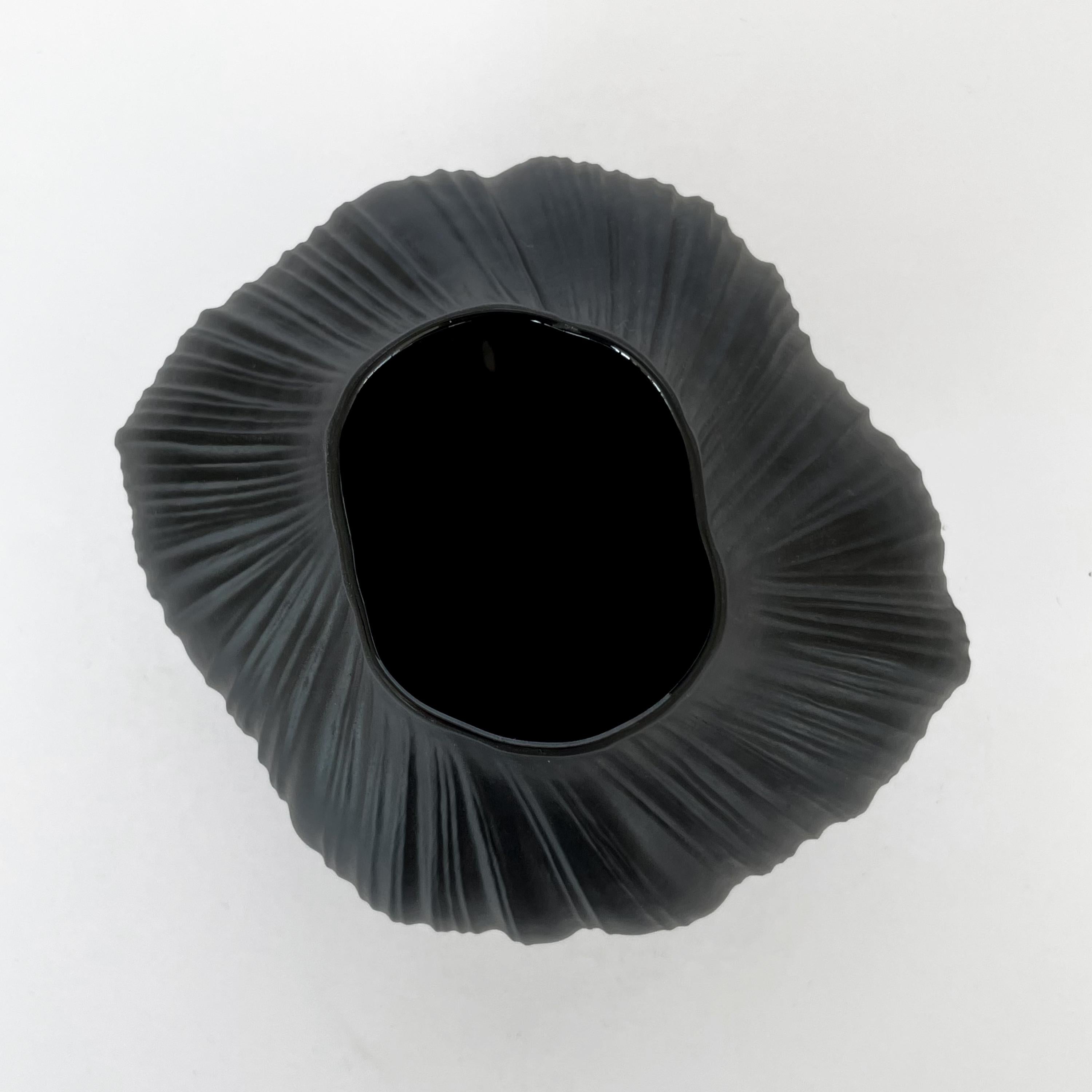 Martin Freyer Black Unglazed Porcelain Plissee Vase for Rosenthal 6
