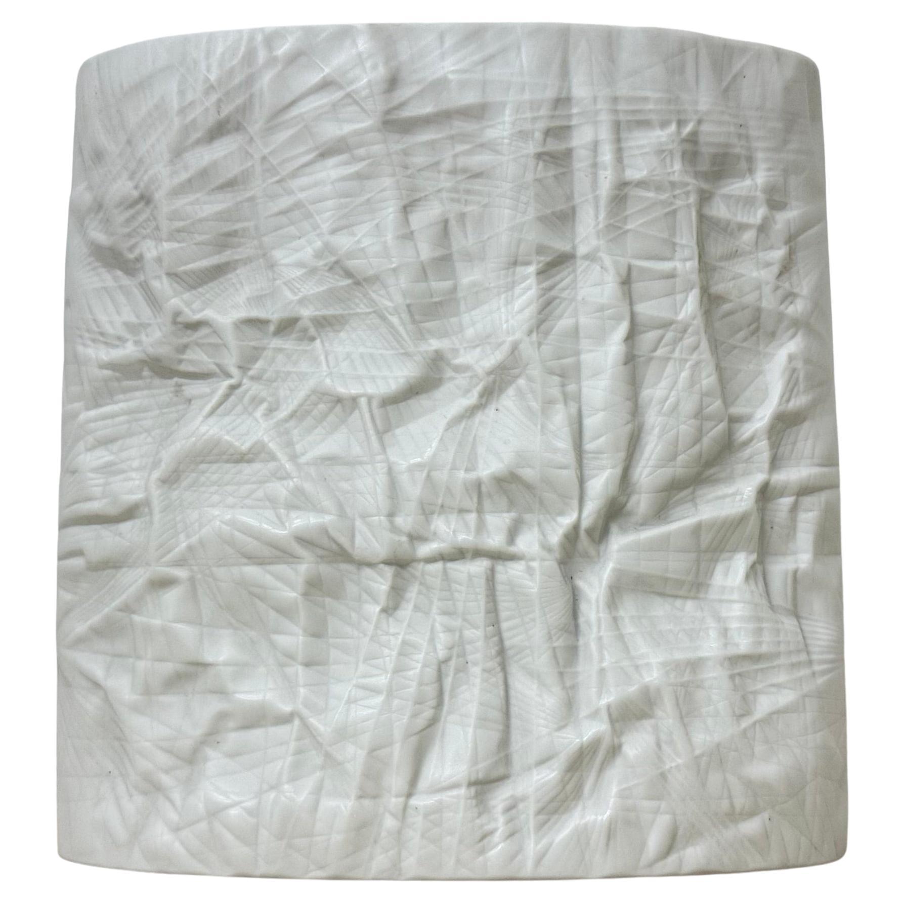 Martin Freyer Rosenthal Bisque Porcelana Papel Relieve Jarrón Op Art Años 70 en venta