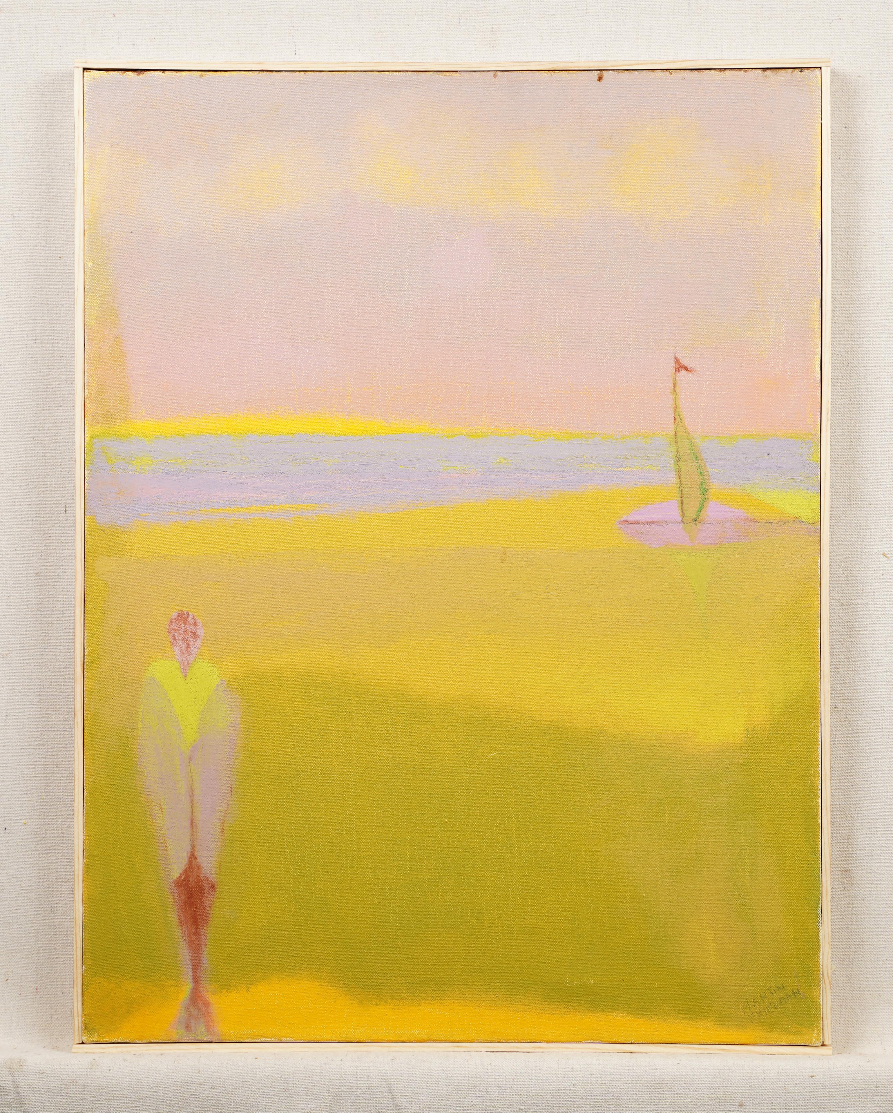 Peinture à l'huile de paysage fauviste, expressionniste abstraite et moderniste américaine encadrée - Painting de Martin Friedman