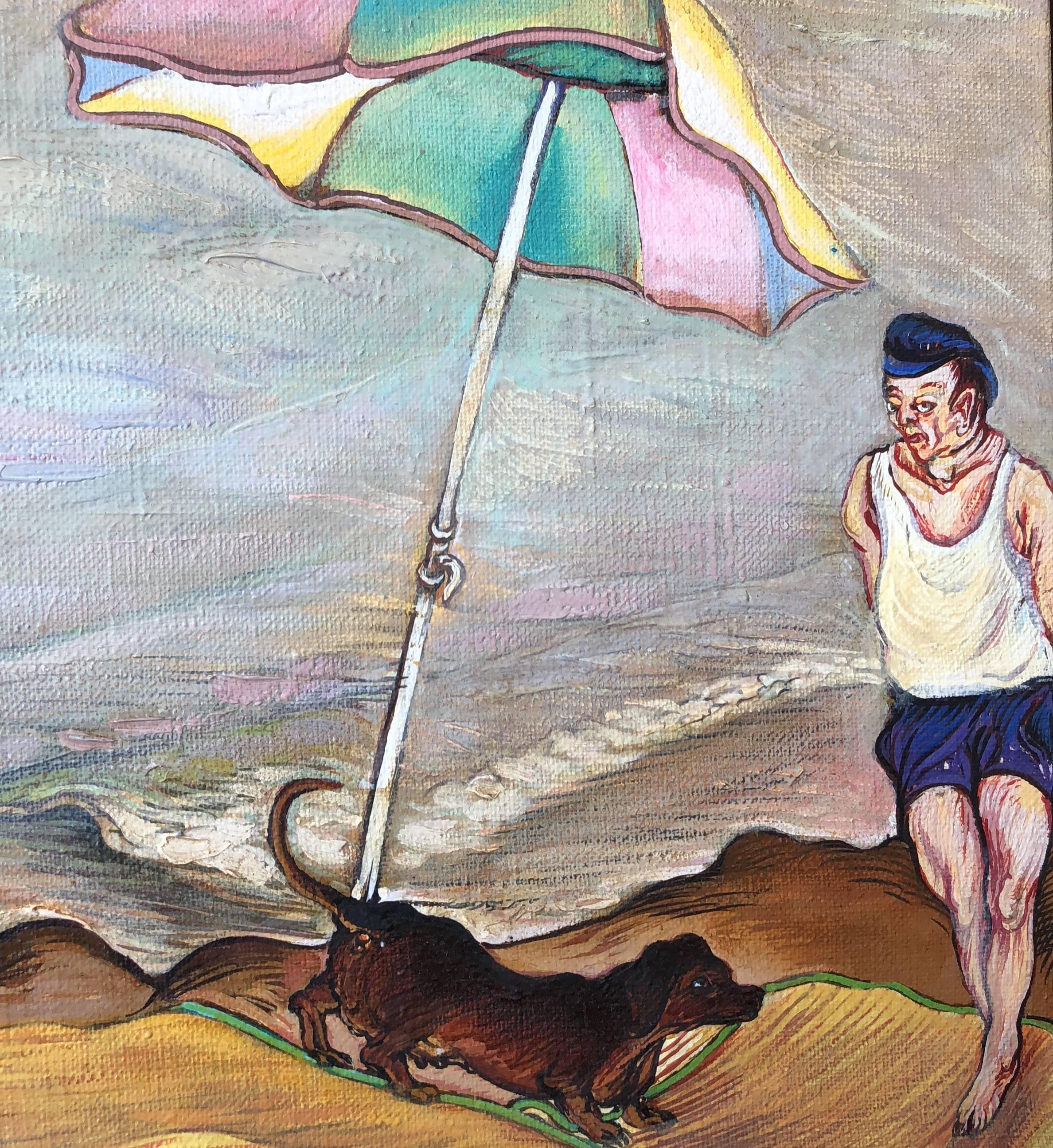 Testa in grembo, figure nude Pittura ad olio su carta Arches in vendita 1