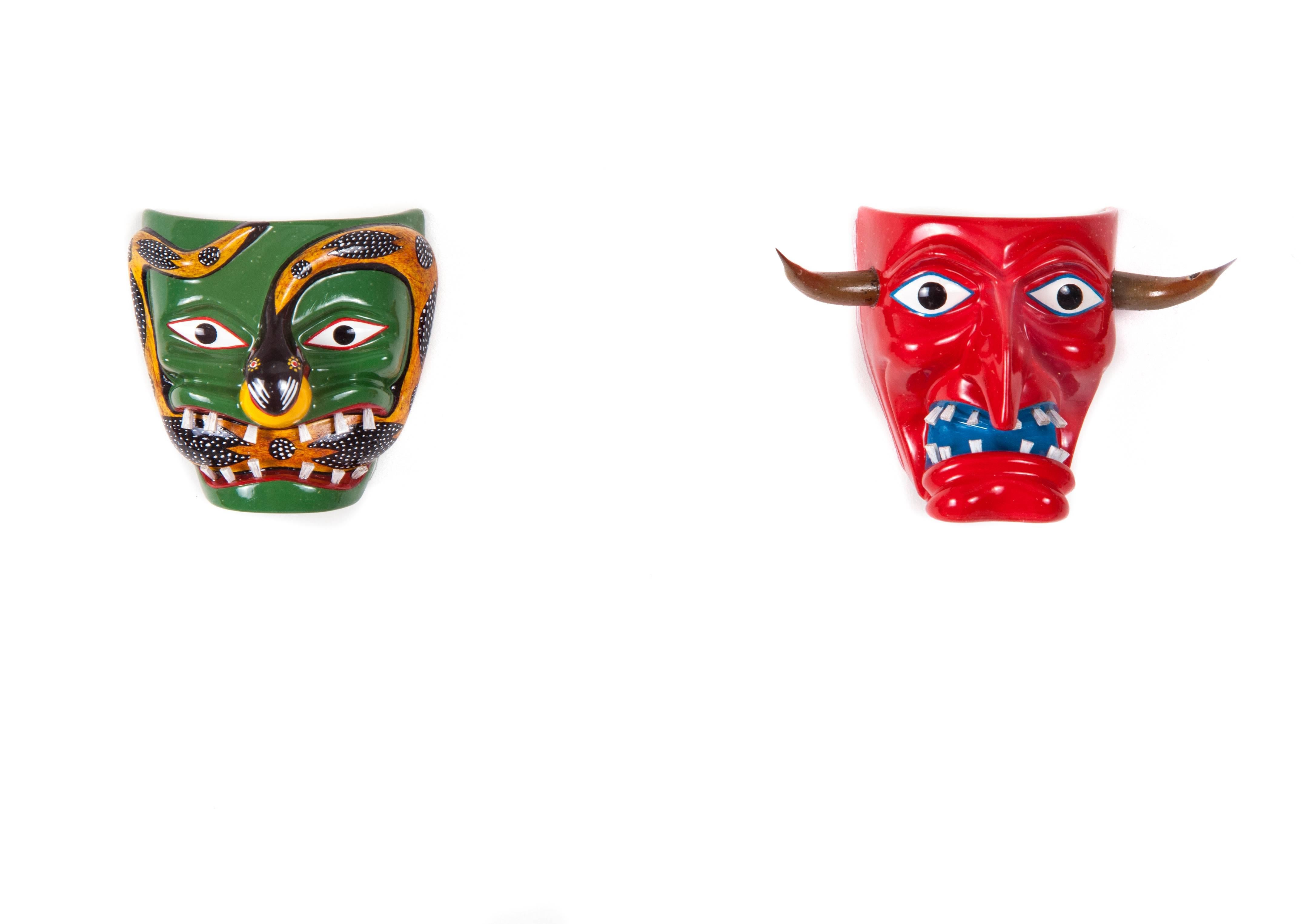 Coleccion de mascaras Michocacan / Wood carving Sculpture Mexican Folk Art For Sale 2