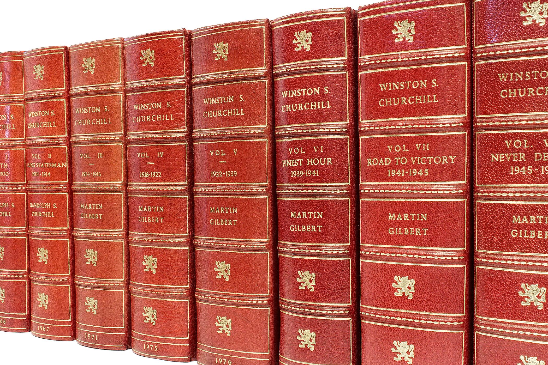 AUTHOR: CHURCHILL, Randolph S., continued by Martin Gilbert. 

TITLE: The Life of Winston Churchill.

PUBLISHER: London: Heinemann, 1966-88.

DESCRIPTION: ALL FIRST EDITIONS. 8 vols., 9-3/8
