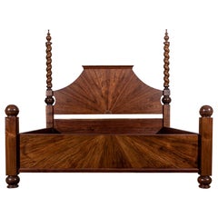 Martin Goebel Unique Handcrafted Black Walnut King Size Poster Bed Barley Twist