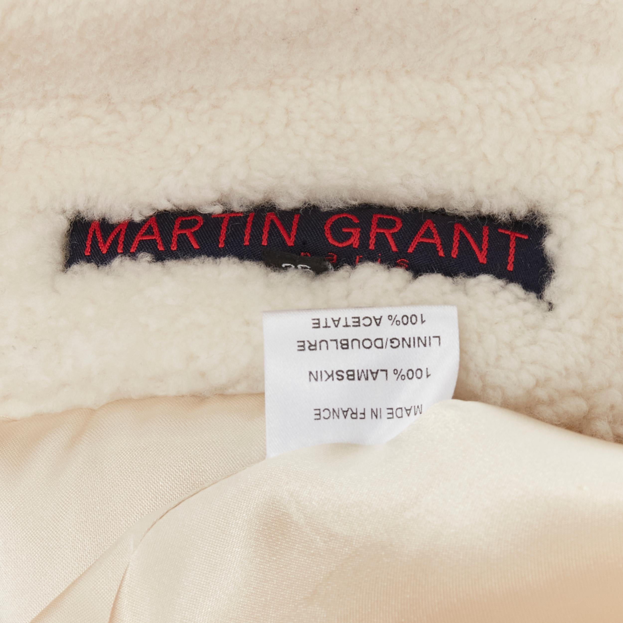 MARTIN GRANT 100% lambskin shearling white oversized Teddy winter coat  FR36 S For Sale 3