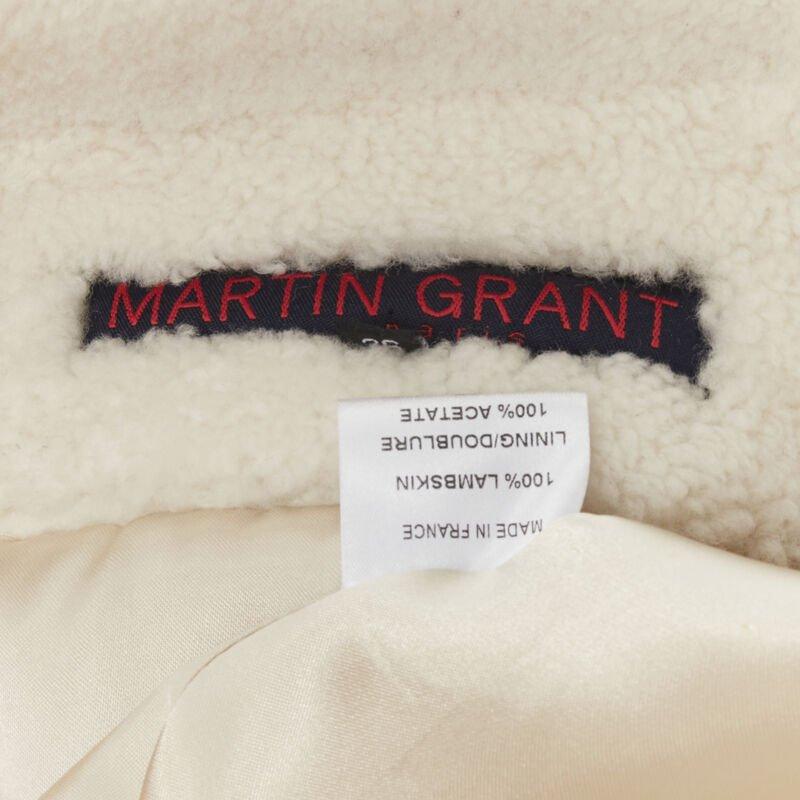 MARTIN GRANT 100% lambskin shearling white oversized Teddy winter coat  FR36 S For Sale 6