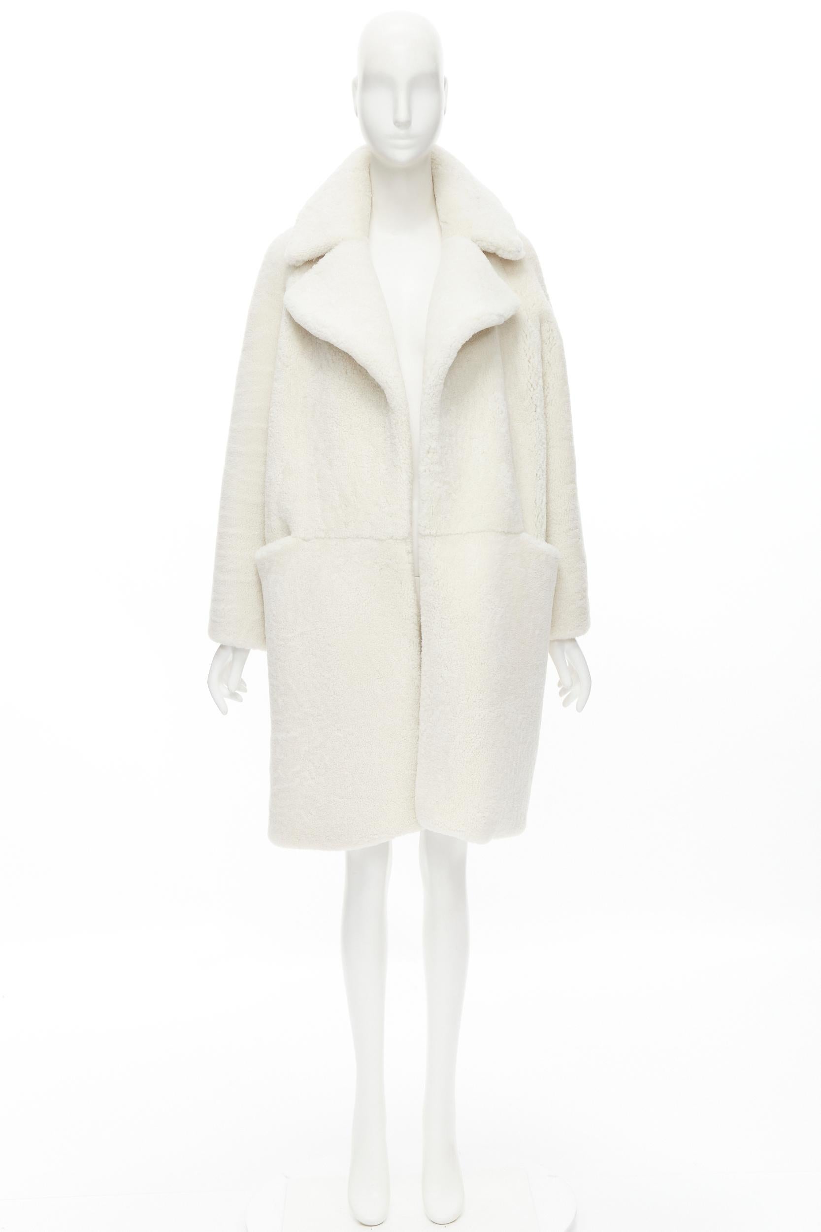 MARTIN GRANT 100% lambskin shearling white oversized Teddy winter coat  FR36 S For Sale 4