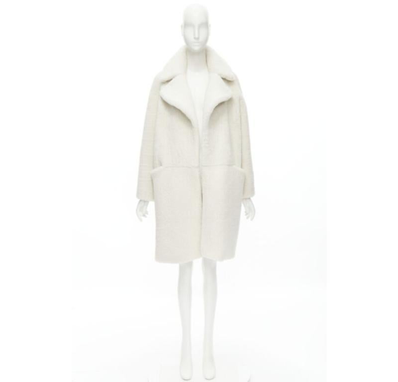 MARTIN GRANT 100% lambskin shearling white oversized Teddy winter coat  FR36 S For Sale 7