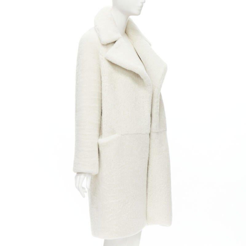 White MARTIN GRANT 100% lambskin shearling white oversized Teddy winter coat  FR36 S For Sale