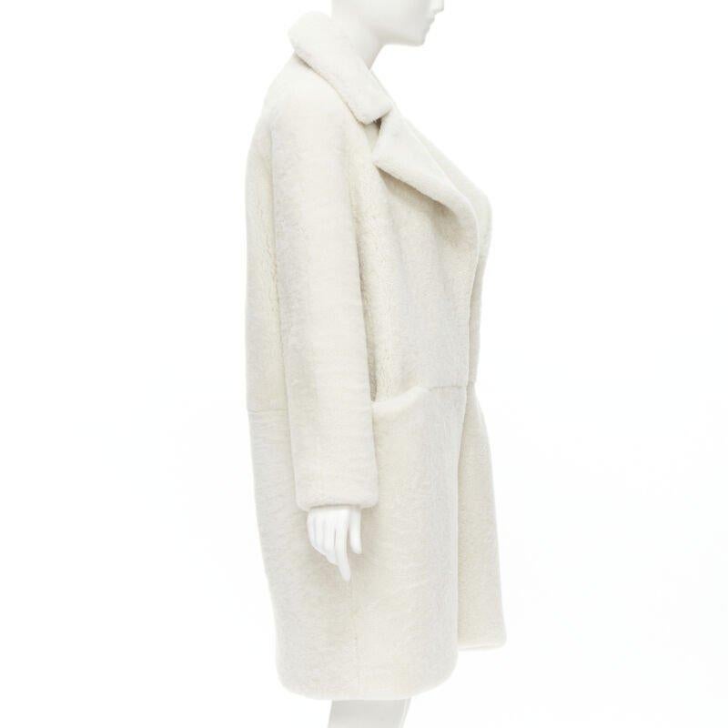 Women's MARTIN GRANT 100% lambskin shearling white oversized Teddy winter coat  FR36 S For Sale