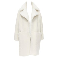 Martin Grant 100% pelle d'agnello shearling bianco cappotto invernale oversize Teddy  FR36 S